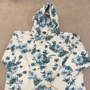 HUF Floral Blue and White Hoodie L